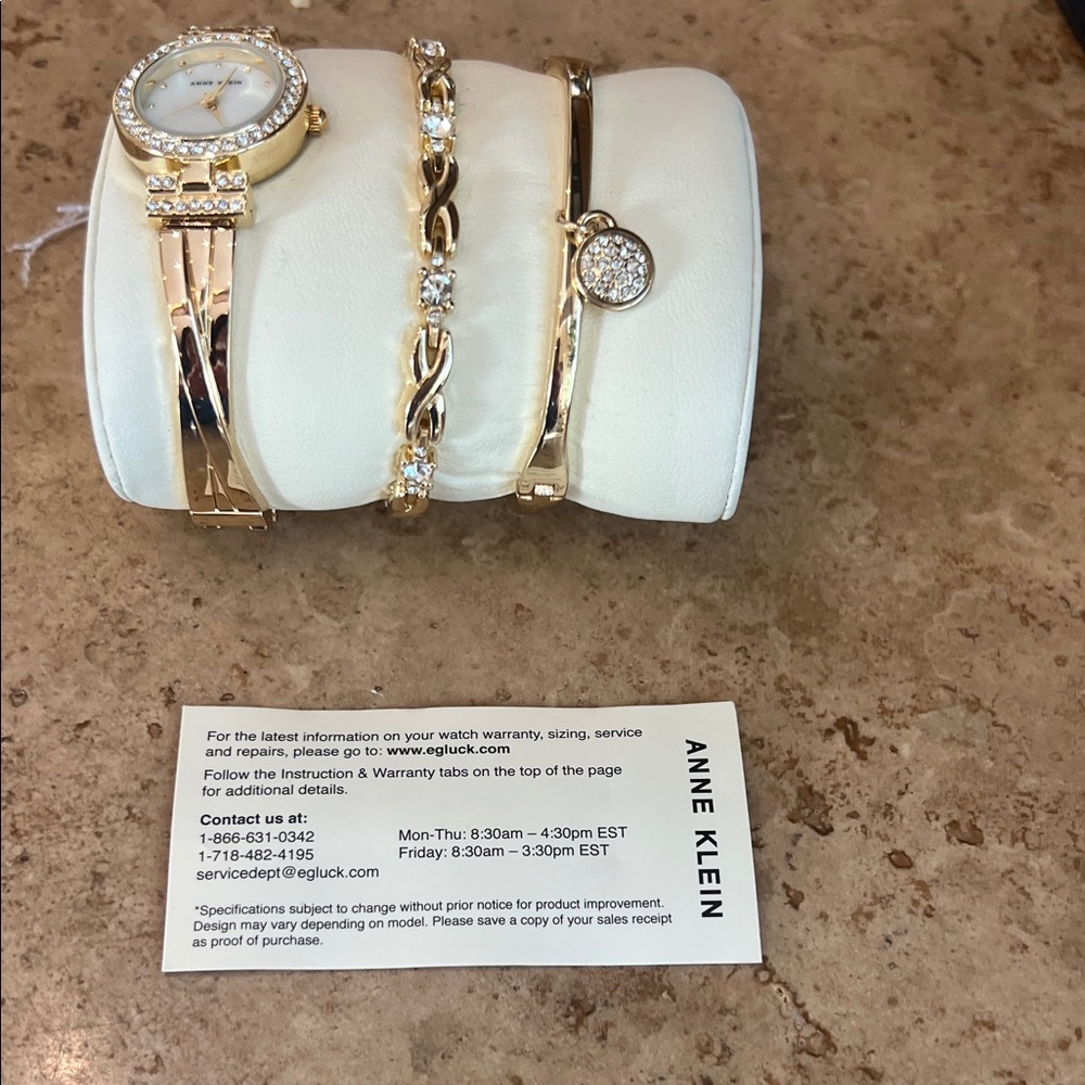 Anne Klein Gold and Crystal Watch Set